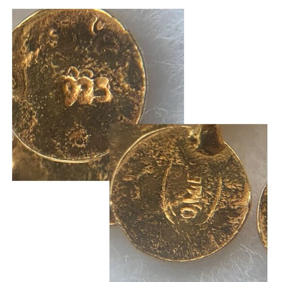 Gold Vermeil Sterling Silver 925 Teardrop Disc Tassel Dangle Drop Earrings - Picture 9 of 16